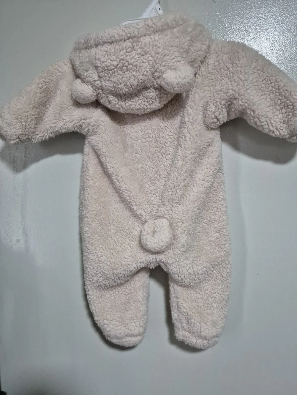 Cozy Cream Plush Hooded Baby One-Piece Footie